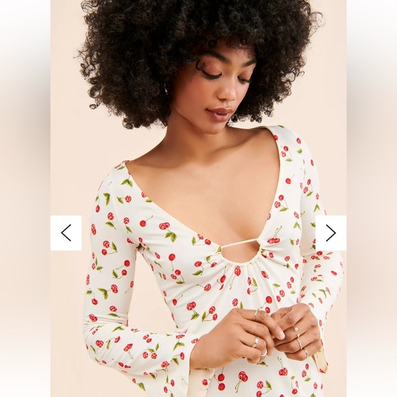 Urban outfitters White Cherry Print Mini Dress - Picture 2 of 14